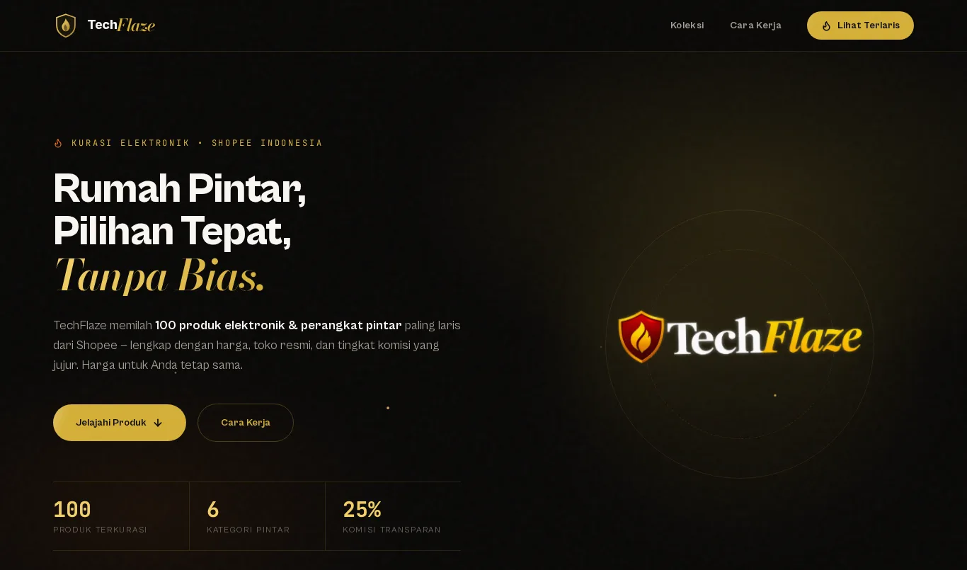 Contoh tampilan website Katalog Kurasi Gadget